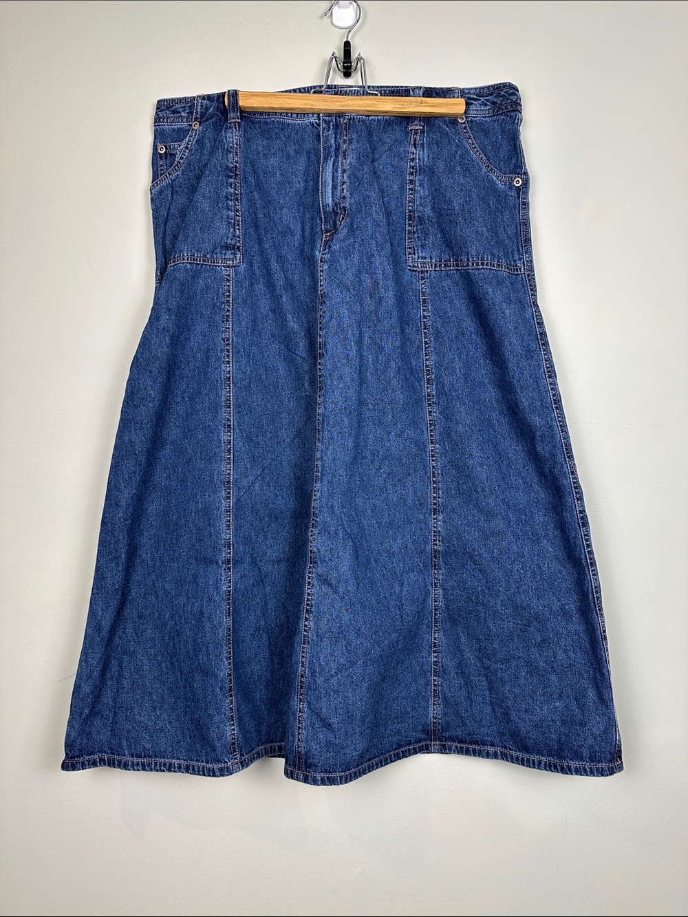 198. Northern reflections denim midi skirt dark.
